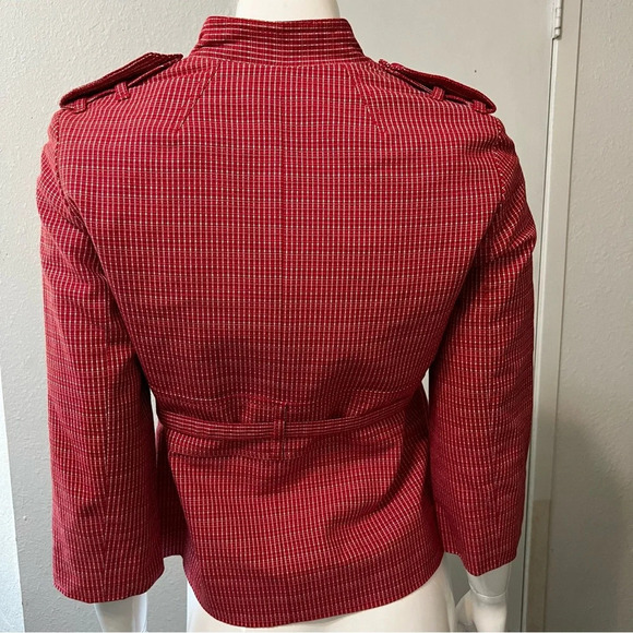 Marc Jacobs Red Tweed Cropped Belted Jacket Sz S - Picture 2 of 12
